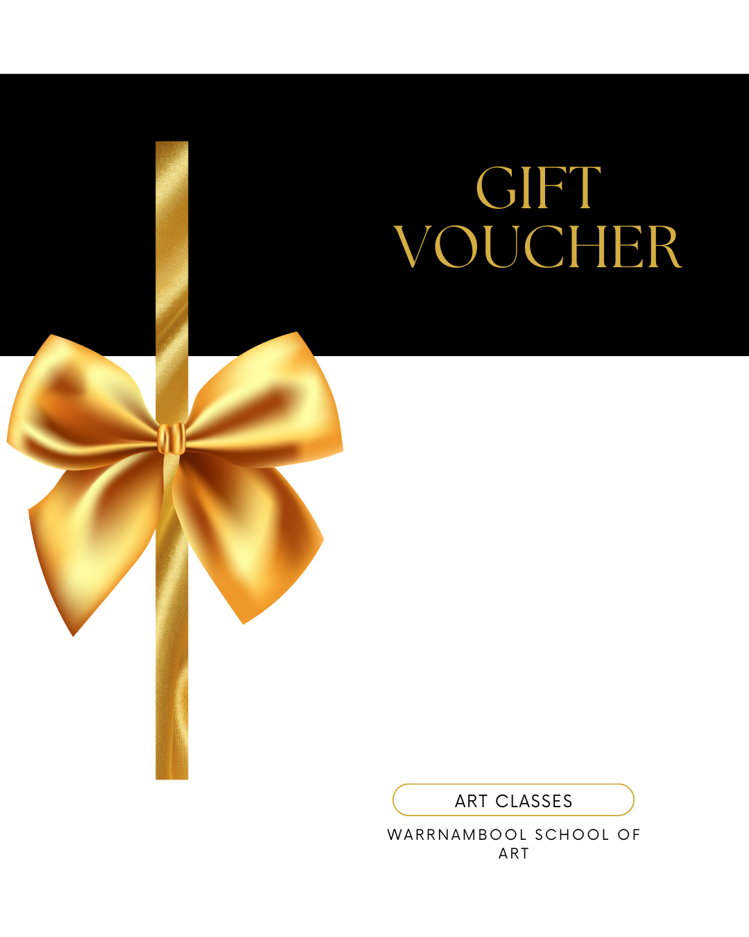 White and Black Elegant Golden Bow Gift Voucher Gift Certificate